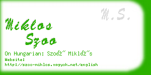miklos szoo business card